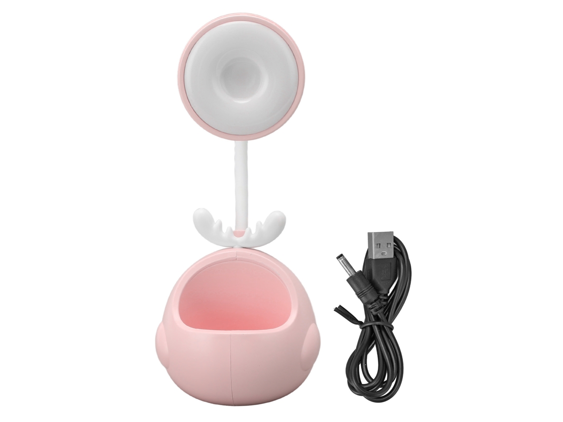 Candeeiro de mesa LED flexível dobrável com porta-lápis Carregamento Usb Night Lamp Crianças Rosa