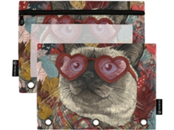 Pasta Organizadora Fofa Com Estampa De Gatinho O Dia Dos Namorados, Com Pastas Transparentes, Bolsos Reforçados Com
