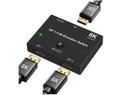 Displayport Switch Bidirectional Splitter Switch Suporte 8k 30hz 4k 120hz 1080p Para Pc Laptop Monito E Mais Dispositivos Bestvite (preto)