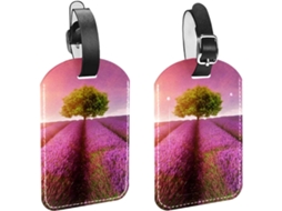 Conjunto De 2 Etiquetas Viagem E Bagagem Masculinas Design Campo Lavanda Poliuretano