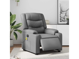 Vidaxl Poltrona Massagens Reclinável Elétrica Couro Artif. Cinzento