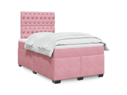 Vidaxl Cama Boxspring Com Colchão 120x190 Cm Veludo Rosa