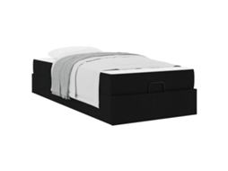 Conjunto de 2 Estruturas de Cama com Colchão Preto Tecido MAISON EXCLUSIVE