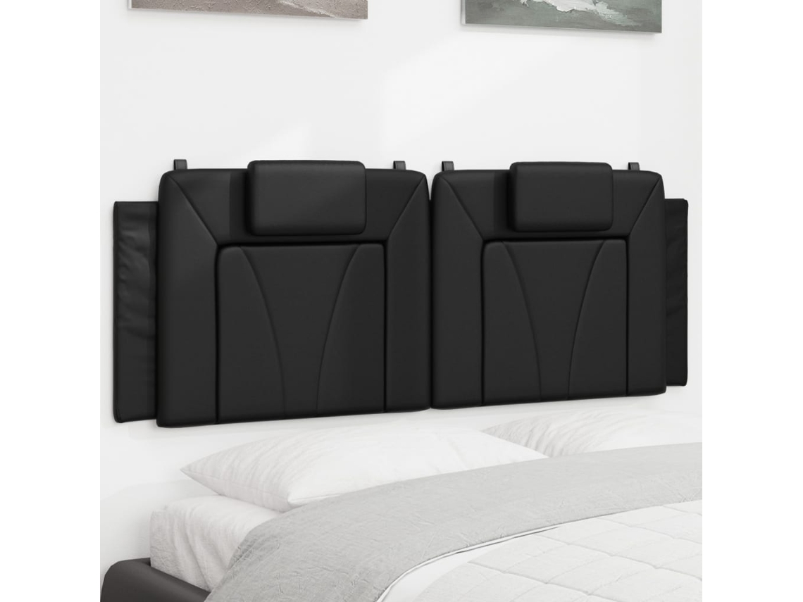 Vidaxl Almofadão De Cabeceira Viana 140 Cm Couro Artificial Preto