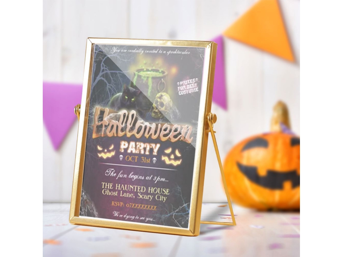 Decoração De Mesa Halloween Com Borda Ouro 14.5x19.5cm Cbs721x27