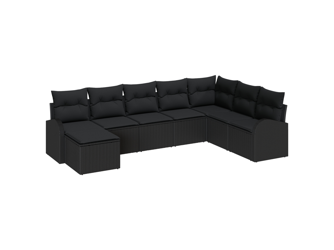 Conjunto 8 Conjunto De Sofás Vidaxl Preto Vime Pe (289 X 179 X 85 Cm)
