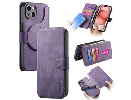 Capa Para Iphone 15 Caseneo Pele Sintética Roxo