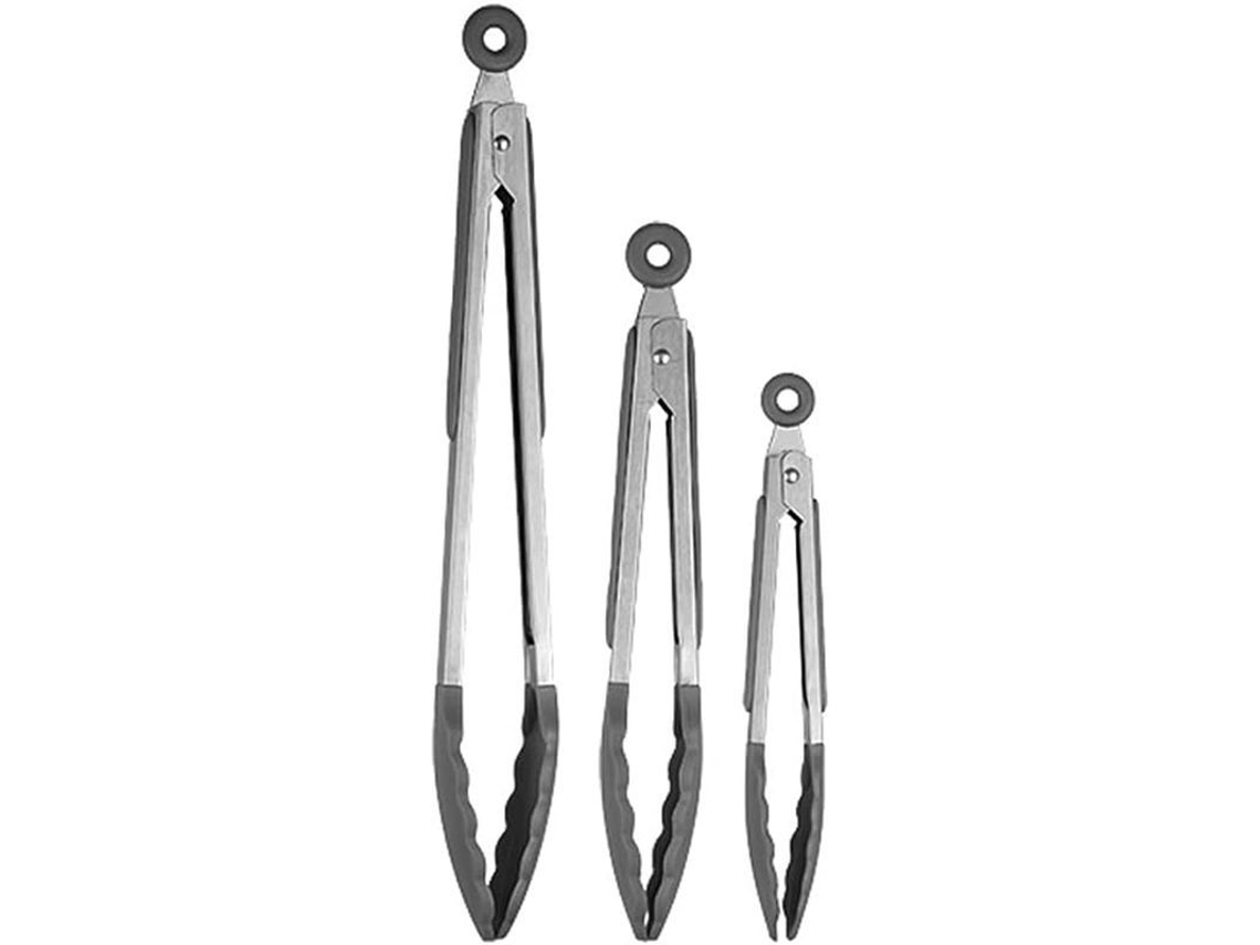 Pinças De Cozinha Mini De Silicone, Pequenas Pinças Com Cabeças De Silicone, Aço Inoxidável (cinza)