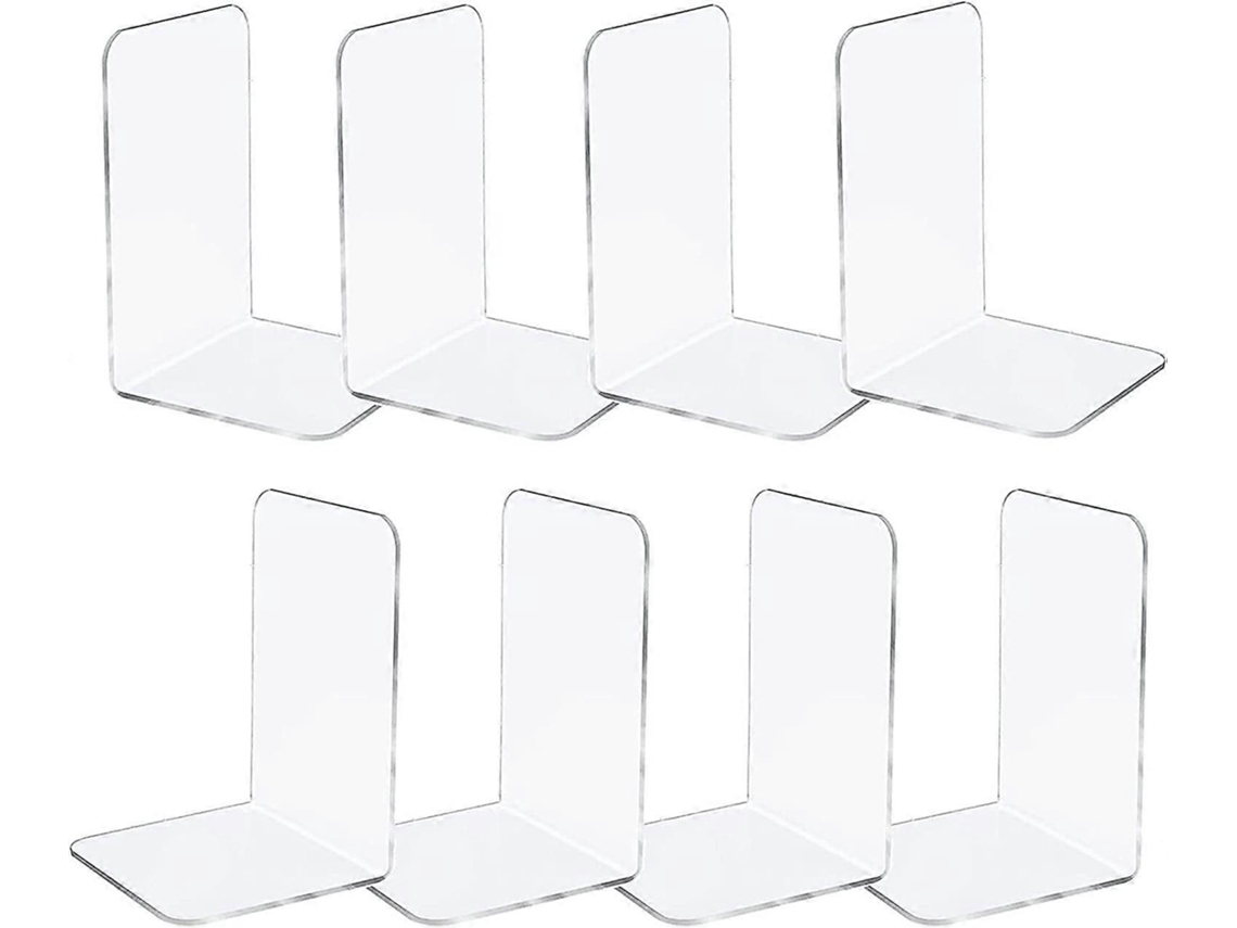 Conjunto de 8 Suportes para Livros Transparentes em Acrílico, Modelo Mais Recente de 2025, para Prateleiras, Resistentes e Duráveis BRILVIBERA