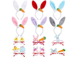 Tiara SFUSHOS de orelhas de coelho de pelúcia, para Páscoa