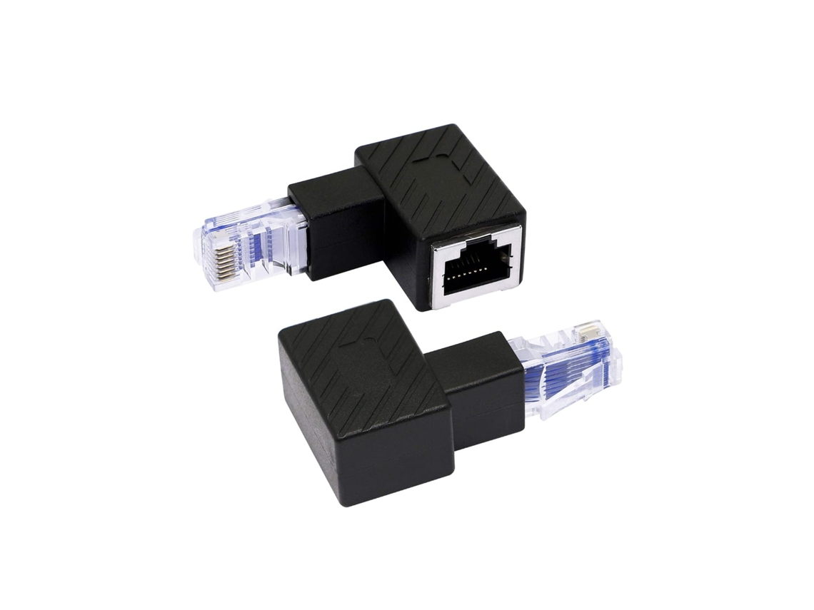 Conjunto De 2 Adaptadores Ethernet Jormftte, Ângulo De 90 Graus, Rj45, Pretos