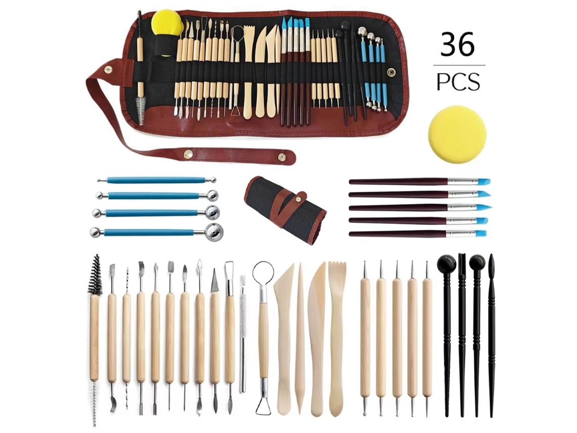 Conjunto De 36 Peças De Ferramentas Para Cerâmica E Modelagem Em Argila Polimérica, Argila De Secagem Ao Ar E Cerâmica.