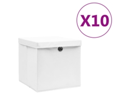 Vidaxl Caixas De Arrumação Com Tampas 10 Pcs 28x28x28 Cm Branco