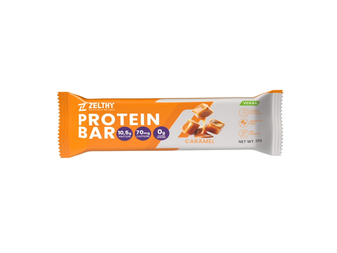 Barra de proteína vegana Zelthy Caramel