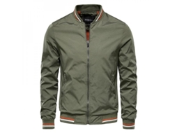 2026 chaqueta Casual Hombre Primavera Otoño Moda Juvenil Slim Cremallera Tela Química Ligera L Verde