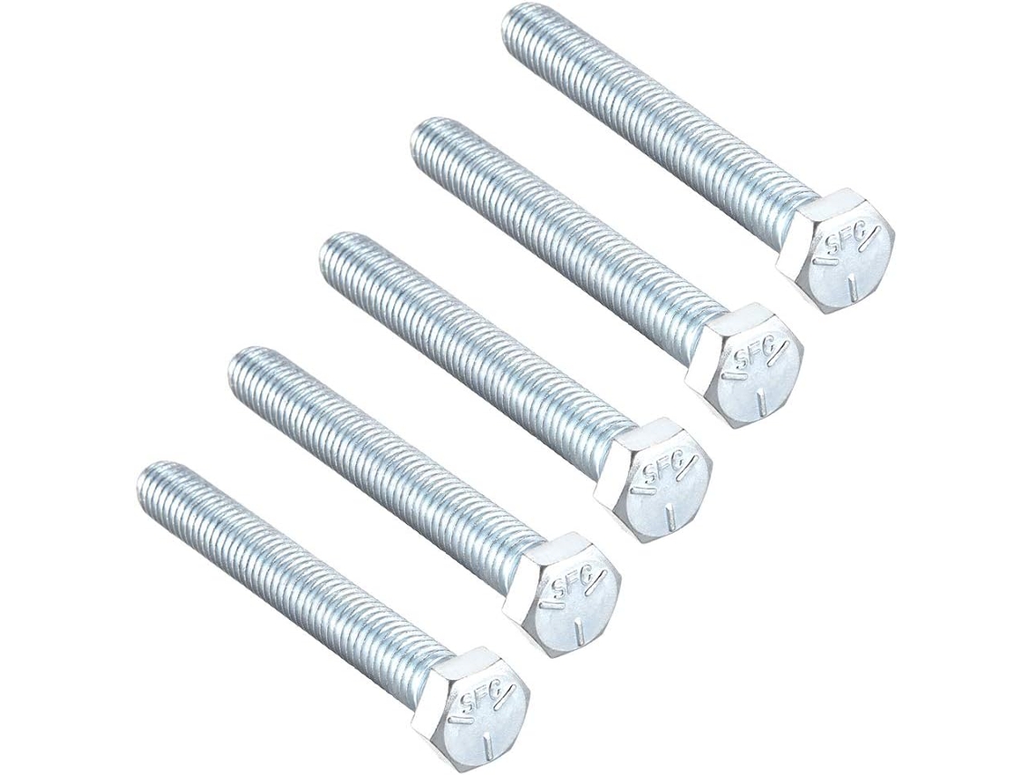 Conjunto de 5 Parafusos Cabeça Sextavada 3 / 8 16 X , Aço Carbono com Rosca Classe Unc CHABERLU
