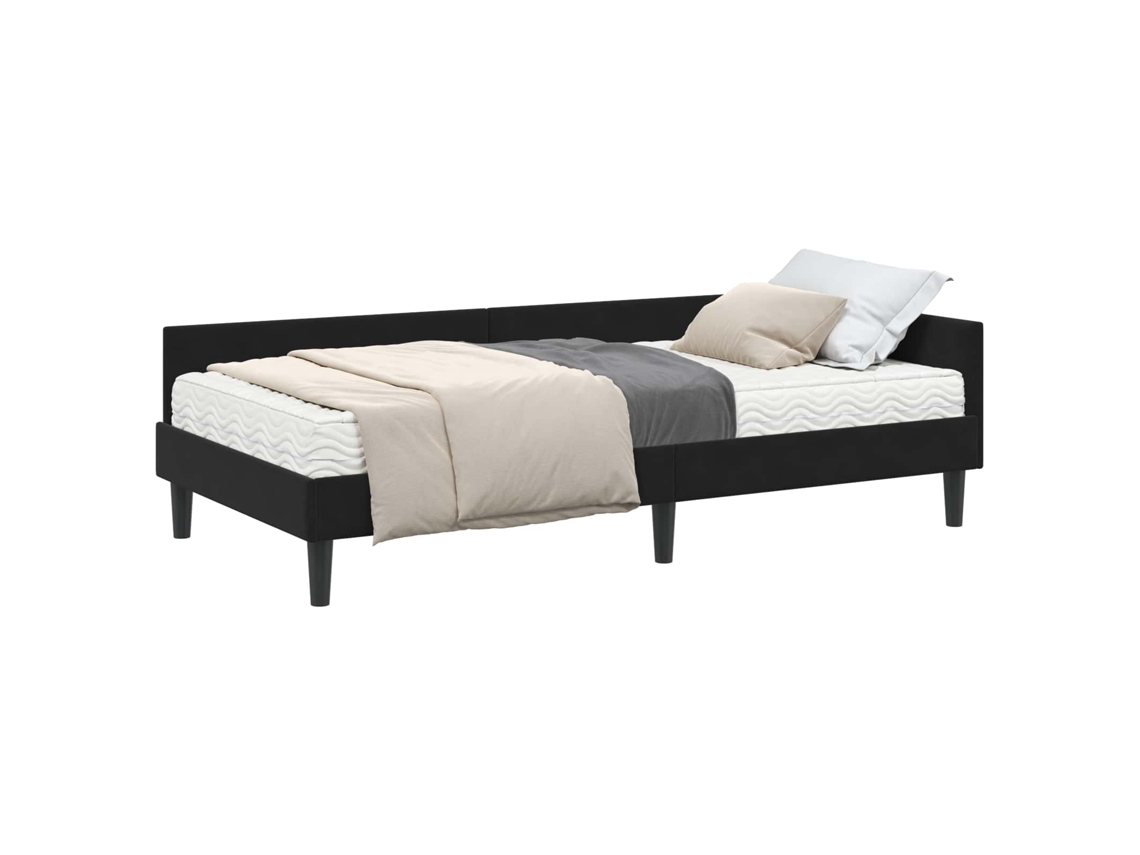 Conjunto de 2 Estruturas de Cama de Canto com Colchão Preto Veludo MAISON EXCLUSIVE (não especificado)