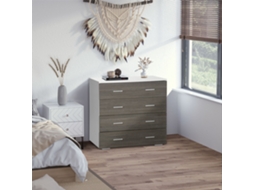 Cômoda Com 4 Gavetas Moderna Gaveteiro Para Sala Para Quarto Corredor 76x35x72 Cm Cinza E Branco