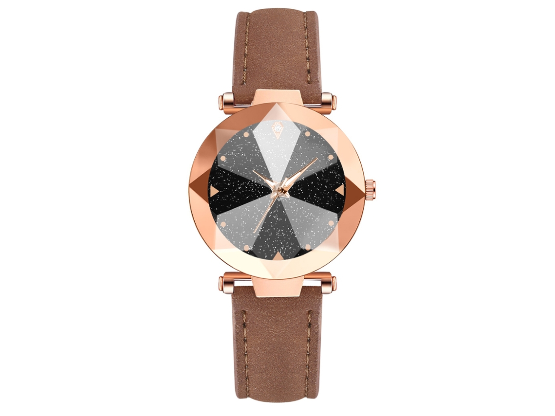 Relógio de Quartzo Feminino de Liga com Pulseira Ajustável Estilo Casual Marrom