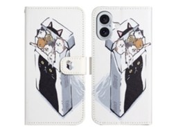 Capa Em Couro Pu Para Apple Iphone 16 Plus - Gatos