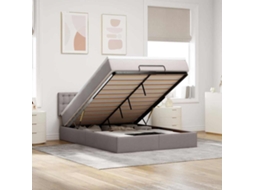 Vidaxl Cama Otomana Com Colchão Leds 140x200 Cm Tecido Cinza