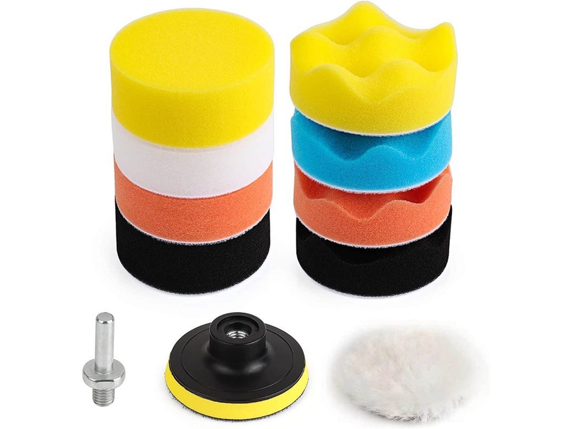 Kit de Polimento para Perfuração 3 Polegadas 11 Peças para Carros, Lixamento, Cera e Buffing com Acessórios de Esponja