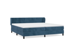Cama com Molas/colchão 200x200 Cm Veludo Azul escuro MAISON EXCLUSIVE