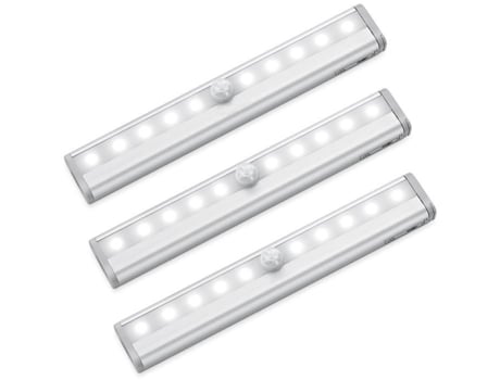 3 pacotes luz de armário com sensor de movimento 10LED, lâmpada adesiva para escada, luzes noturnas, alimentada por bateria (sem baterias) CODREAM