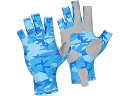 Luvas De Pesca Com Padrão Camuflado, Antiderrapante E Protetora Solar Para Todas As Estações Azul Camuflagem