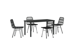 Conjunto 5 De Jantar De Jardim Vidaxl Preto Polirattan