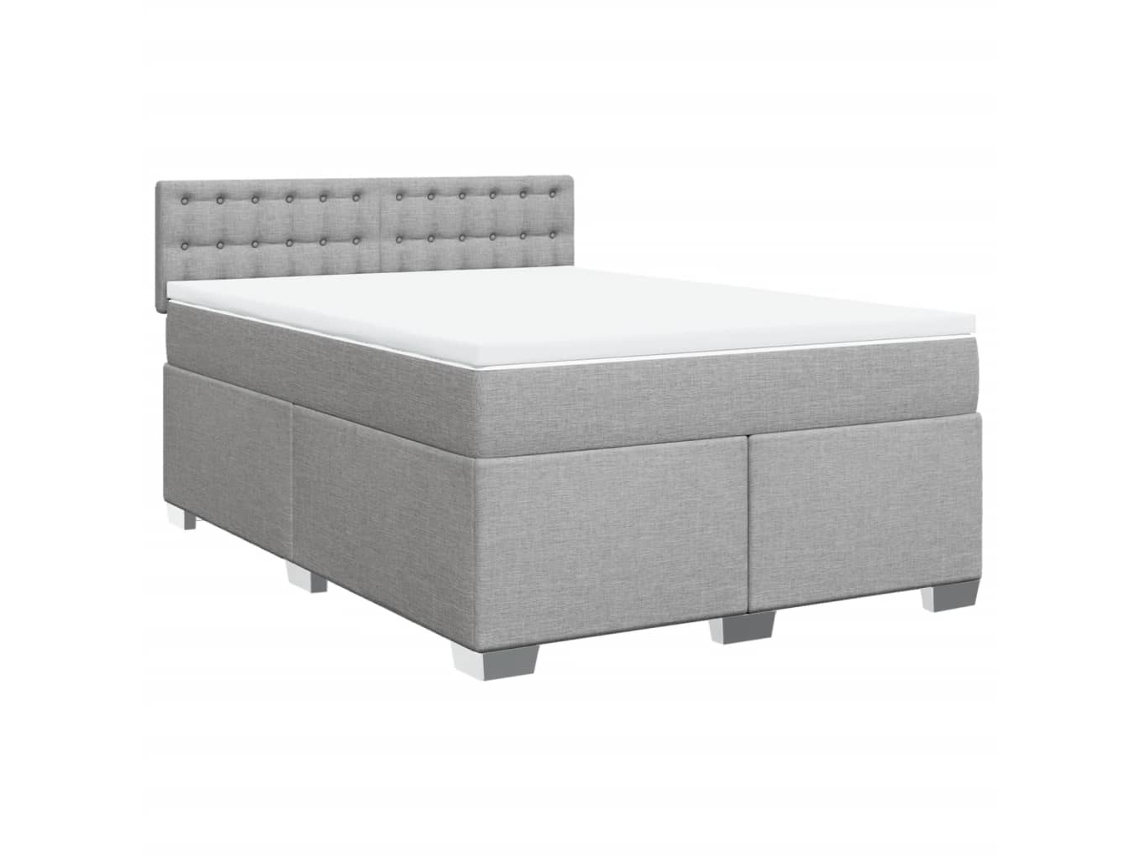 Cama com Molas/Colchão 160x200 Cm em Tecido Cinzento Claro MAISON EXCLUSIVE
