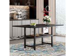Mesa Retangular Preta Industrial 160x90x76cm Prateleira 4 6p VELTRIX