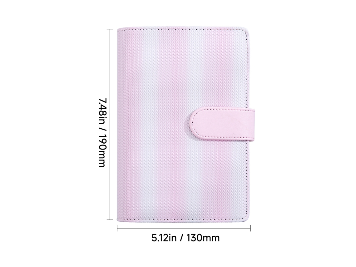 Aesthetic Fresh Loose Leaf Notebook With Eco Friendly Cover, Lined And Grid Pages, Rainbow Stripes Light Pink White
