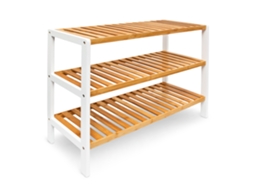 Sapateira Relaxdays Em Bambu Cxlxp: 54,5 X 70 X 24,5 Cm, 3 Prateleiras Para 9 Pares De Sapatos, Estável E Branca.