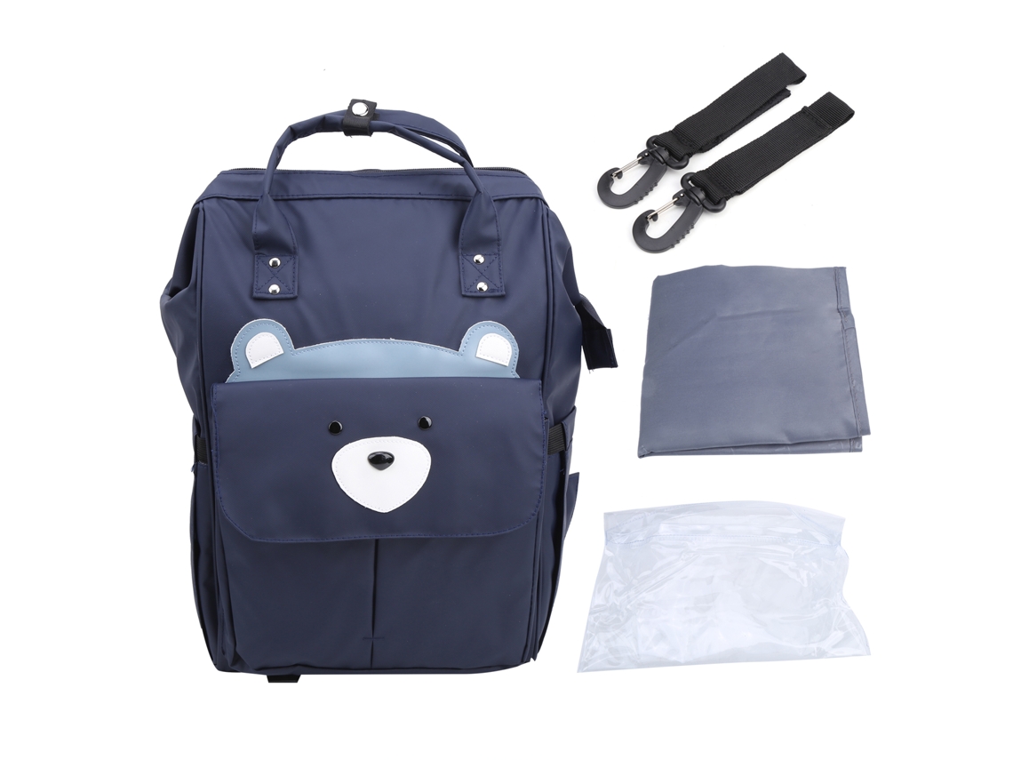 Mali bolsa Mãe Multifuncional Mochila com Alça Alta Capacidade Ursinho Azul Marinho