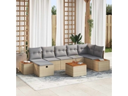 Vidaxl Conjunto De Sofá De Jardim 8 Unid. Bege Vime Pe