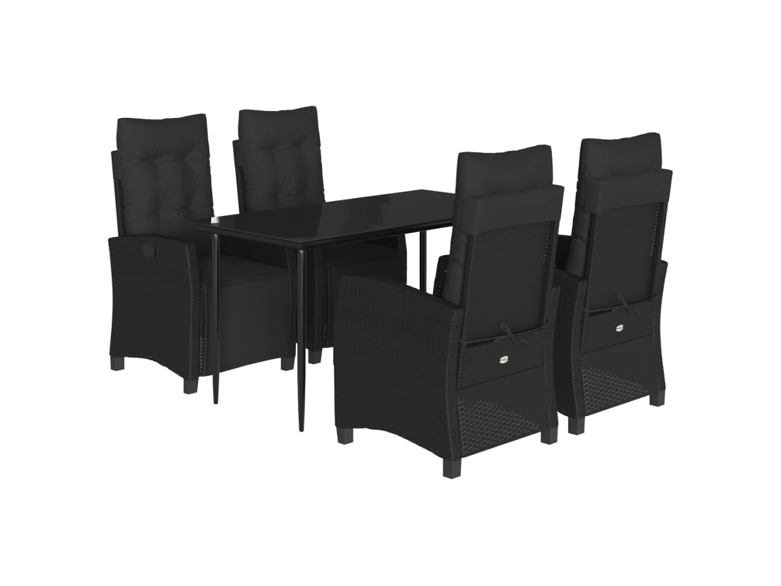 Garden Dining Set, Garden Dining Sets Vidaxl Preto Rattan / Vime (mesa Com 140 Cm De Comprimento)