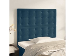 Cabeceira | Painel De Cama Azul Escuro 80x5x118/128 Cm Veludo