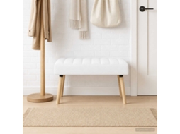Vidaxl Banco Com Tufting Em Canal Branco 80 X 40 X 46 Cm Tecido