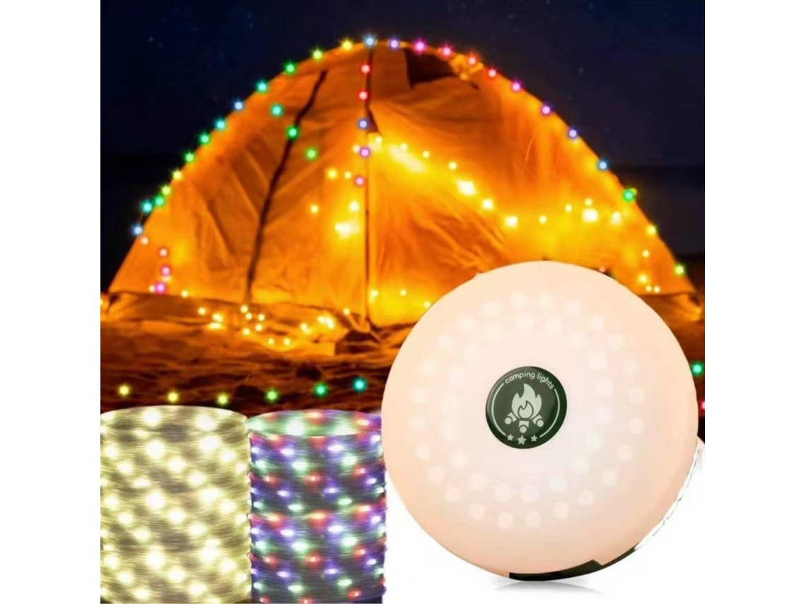 Lanterna Portátil De Campismo 2 Em 1 Com Luzes Corda Led 10m, Recarregável, Impermeável E Compacta, Ideal Para Atividades Ao Ar Livre Con...