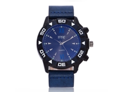 Relógio masculino de negócios, estilo quartzo, CCQ, com mostrador grande em couro azul, modelo C110.