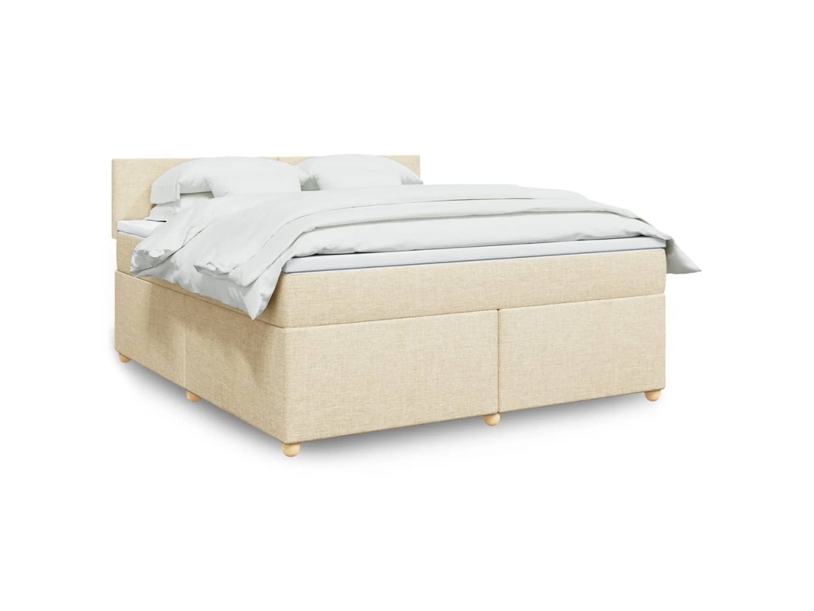 Vidaxl Cama Com Molas/colchão 180x200 Cm Tecido Cor Creme