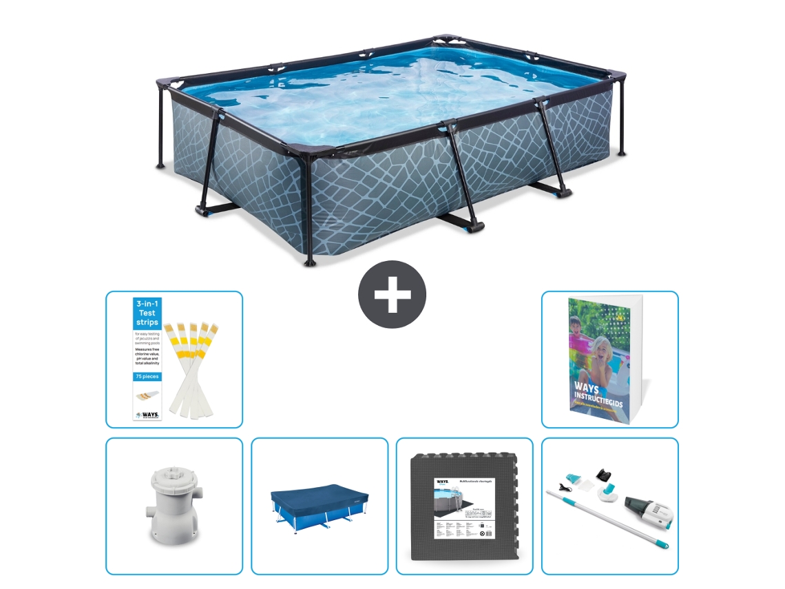 Piscina Exit Retangular Efeito Madeira 300x200x65 Cm 5 peças EXIT TOYS