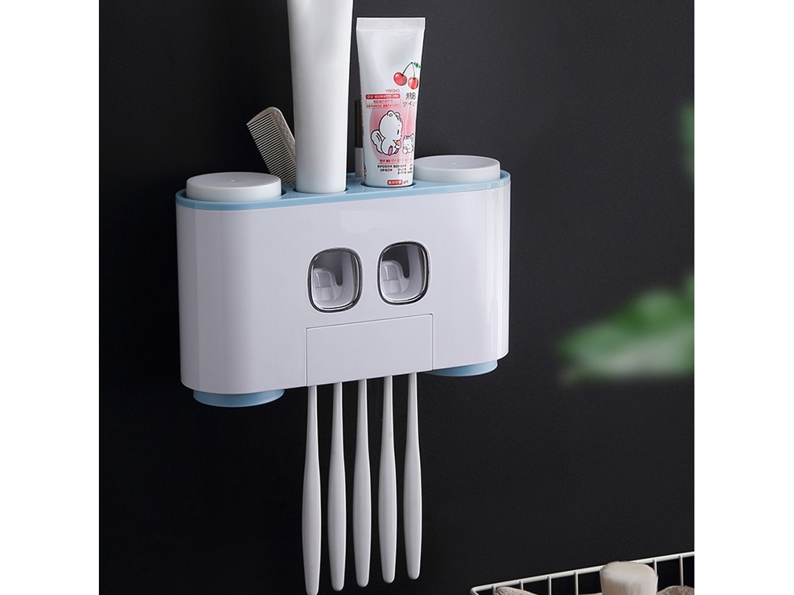 Suporte de escova de dentes na parede com 2 dispensadores e 4 copos S/MARCA