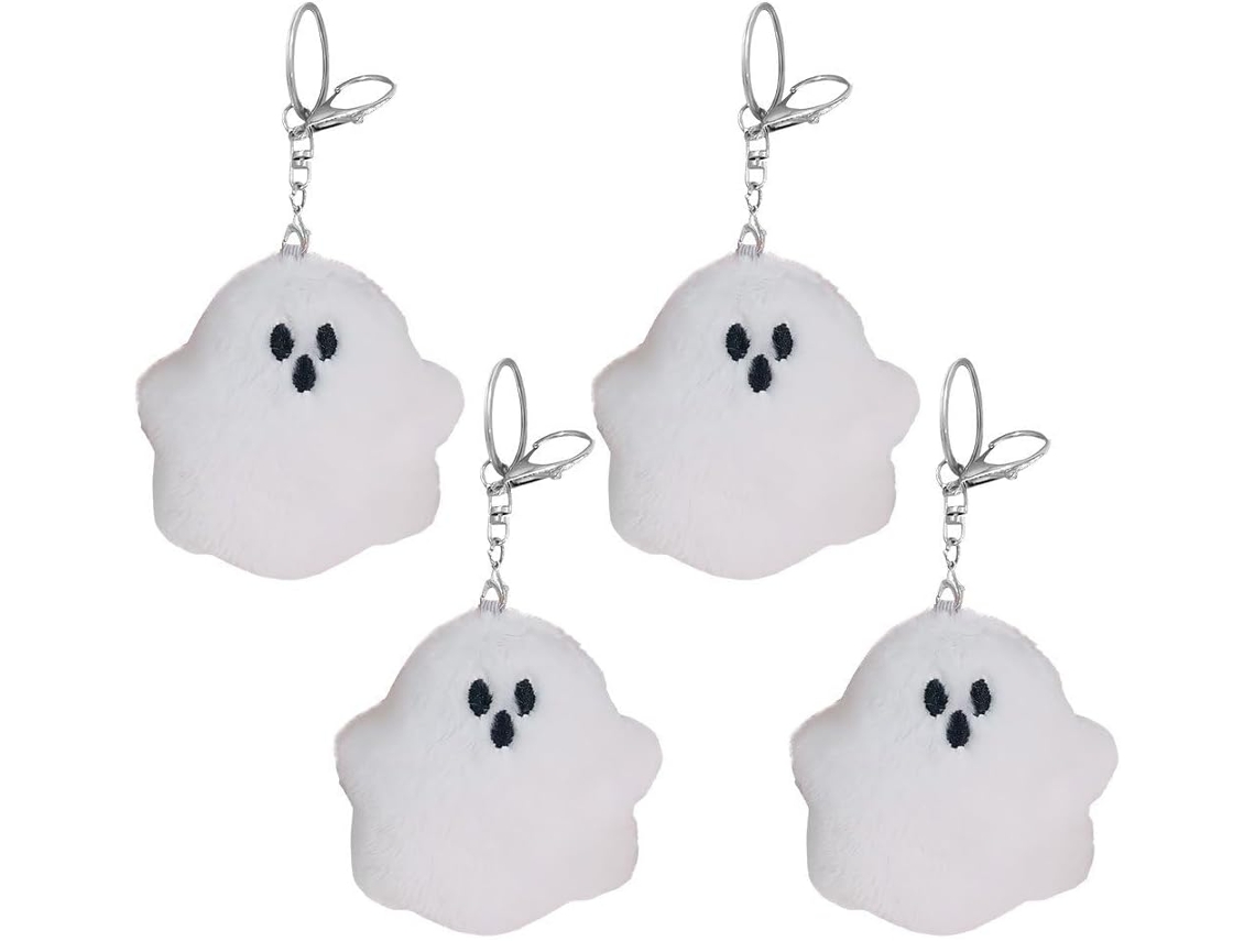 Conjunto De 4 Chaveiros Fantasmas Pelúcia Para O Halloween, Enfeites