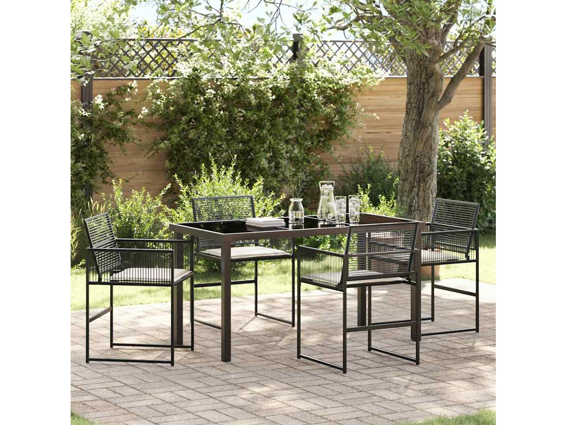 Vidaxl Conjunto De Jantar Para Jardim 5 Unid. Preto Vime Pe