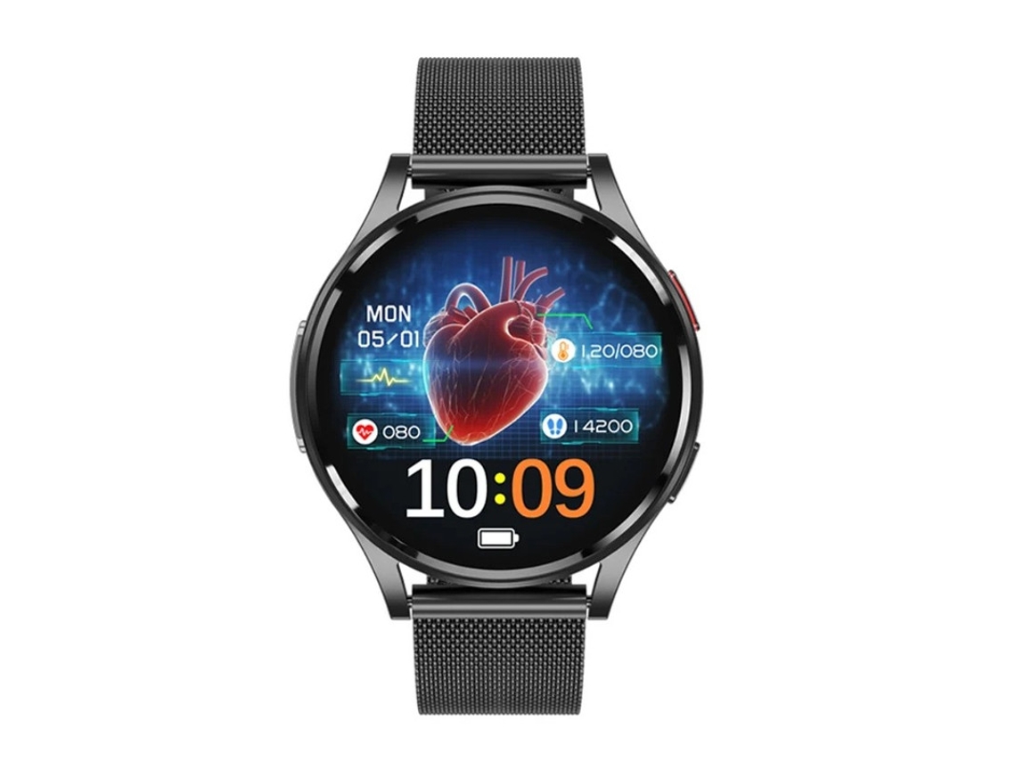 Smartwatch com chamadas Bluetooth, reprodução de música, notificações e monitoramento de ECG, preto. Bestvite