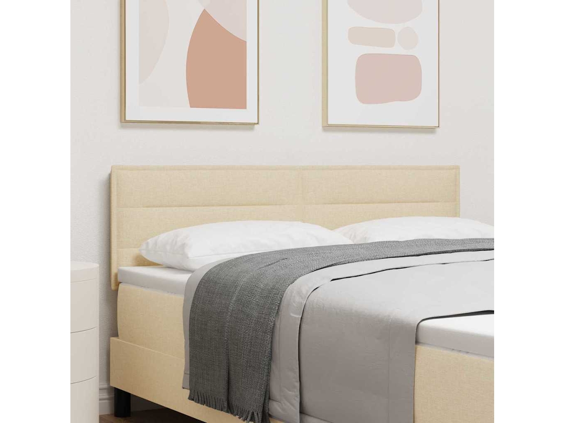 Vidaxl Cabeceira Led Com Fitas Led Com Cabeceira Creme 144 Cm Tecido