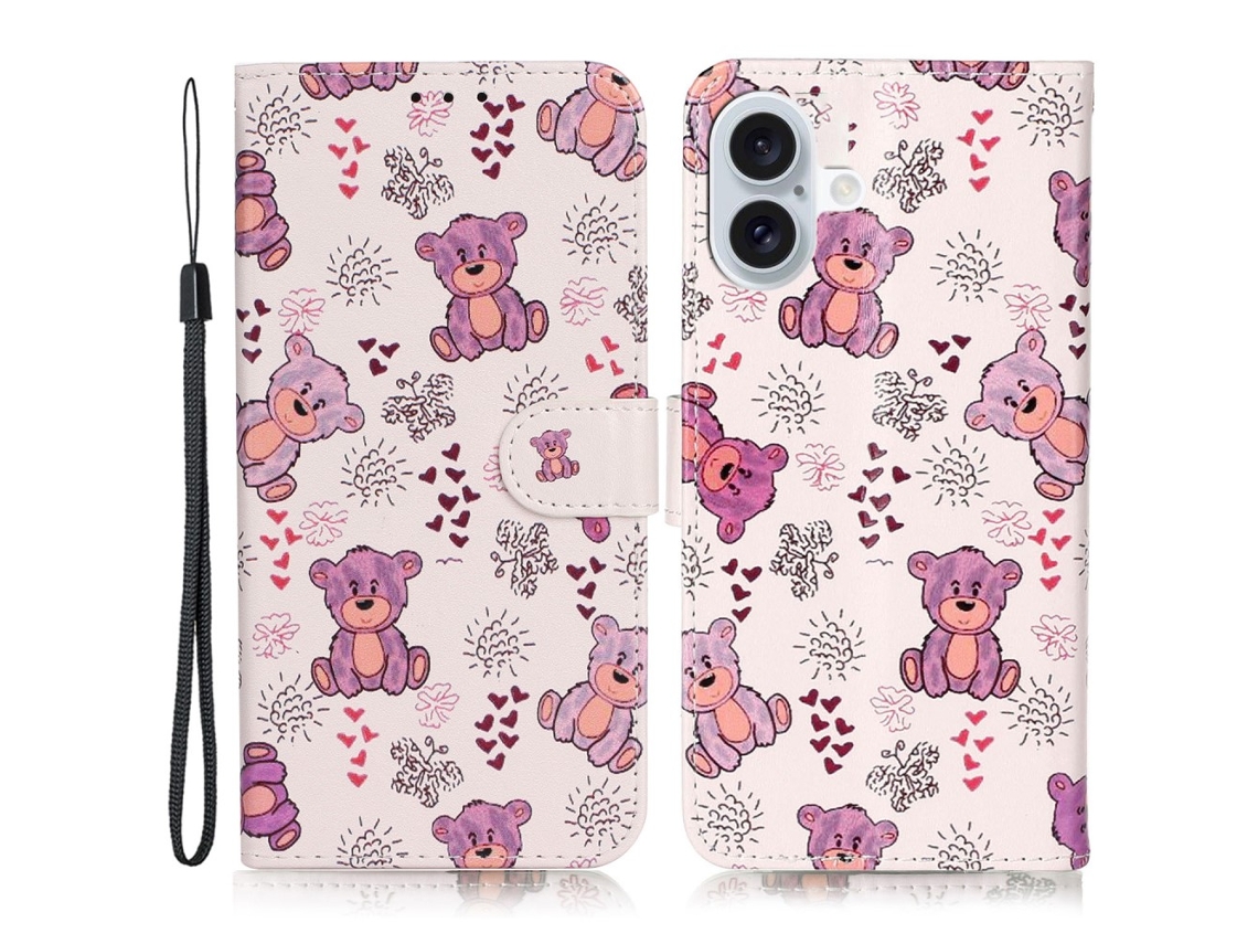 Capa Em Couro Pu Com Pega Para Apple Iphone 16 Plus - Suportar