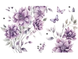 Adesivos De Parede Fleurs Com Flores Roxas, 35 X 60 Cm, Removíveis, Para Decoração De Quarto, Sala De Estar, Banheiro E Espelhos De Vidro.